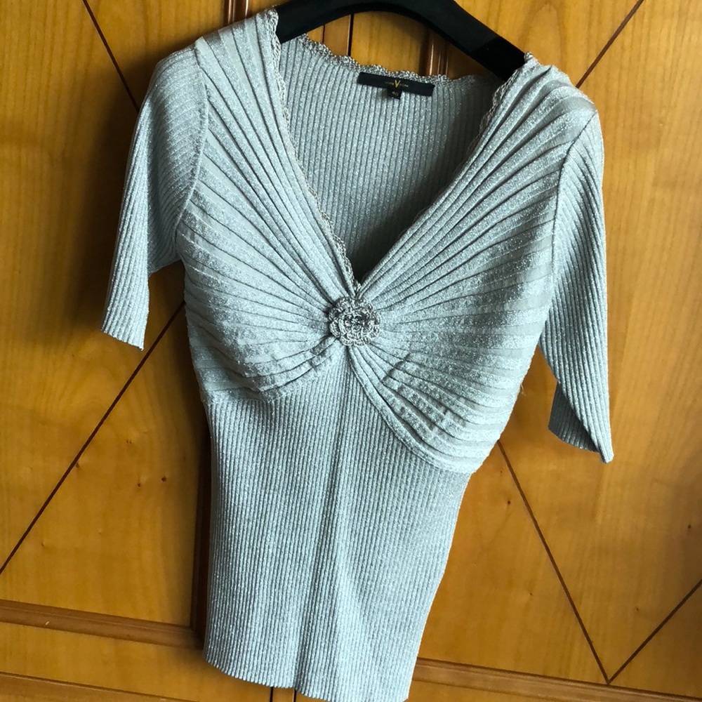 Shimmering silver top